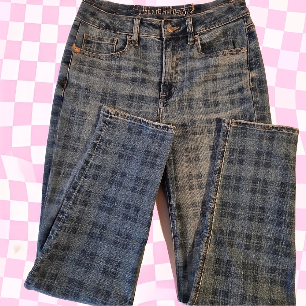 American Eagle Plaid Jeans - Size 27